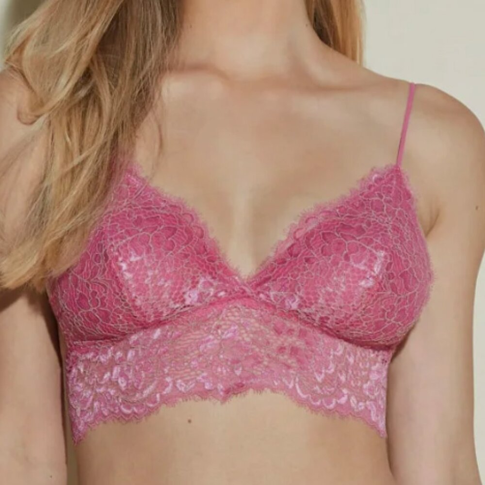 Cosabella Pret a Porter Bralette Large New Women Wire Free Top rani pink Lace